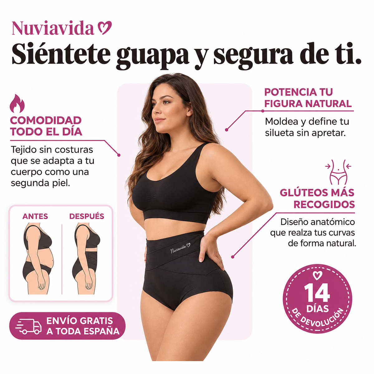 Braguita moldeadora de talle alto – Control de abdomen sin costuras